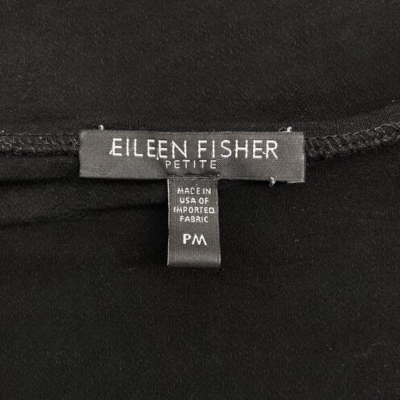EILEEN FISHER Black Long Sleeve Scoop Top Medium Petite Basic‎ Capsule Layer - Picture 4 of 5